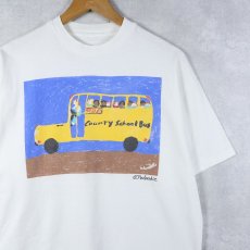 画像1: 90's Woodie "County School Bus" アートプリントTシャツ  (1)