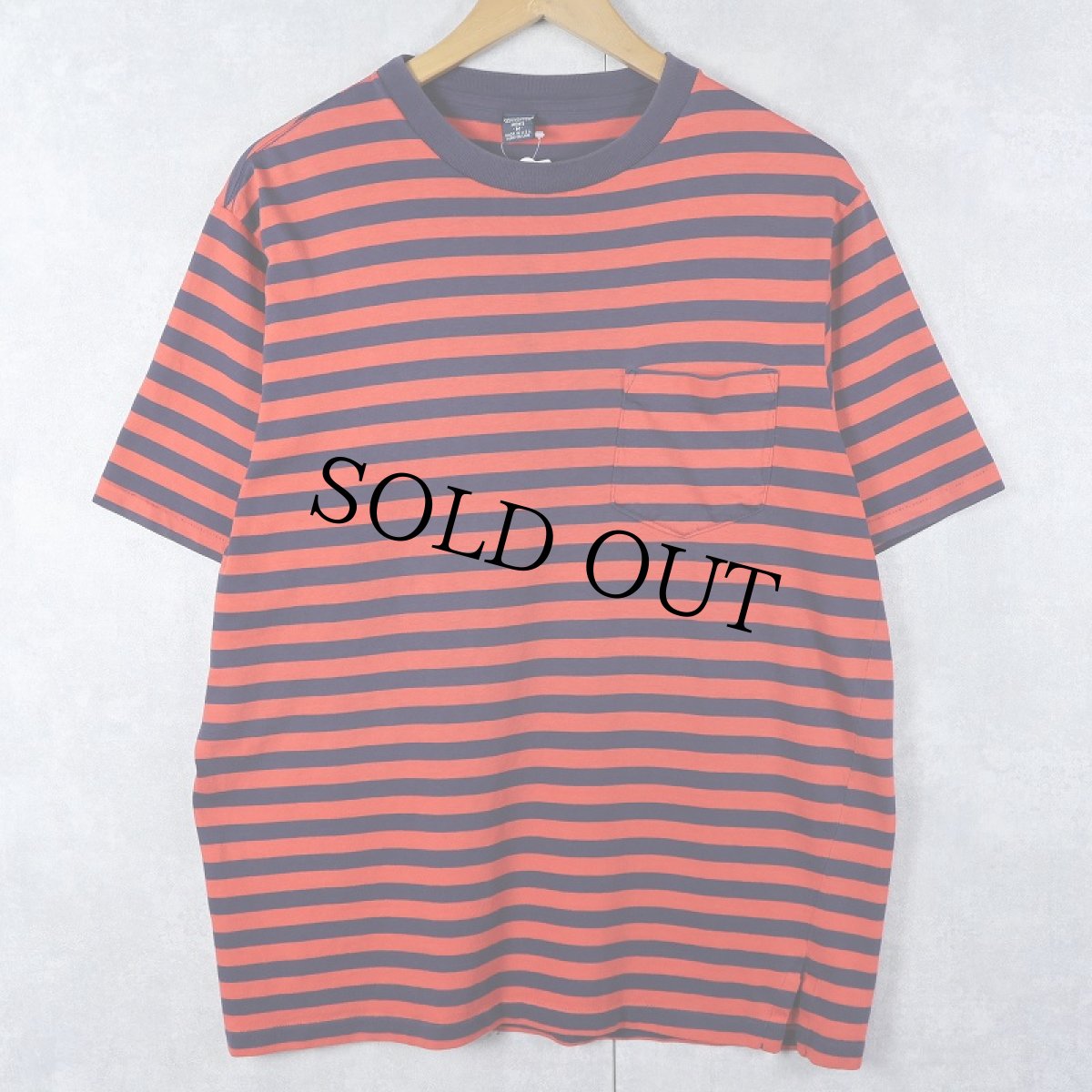 画像1: 90's LANDS' END USA製 ボーダー柄 ポケットTシャツ M (1)