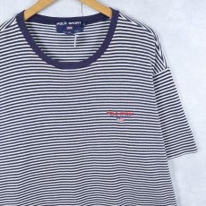 画像1: 90's POLO SPORT Ralph Lauren ロゴ刺繍 ボーダー柄 ワッフルTシャツ XL  (1)
