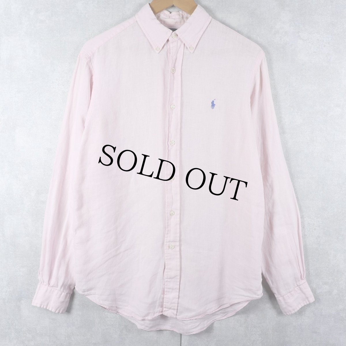 画像1: Ralph Lauren "CLASSIC FIT" リネンボタンダウンシャツ M (1)