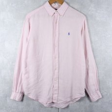 画像1: Ralph Lauren "CLASSIC FIT" リネンボタンダウンシャツ M (1)