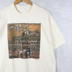 画像1: 90's Norman Rockwell USA製 "Waiting at Crestwood Train Station" アートプリントTシャツ DEADSTOCK L (1)