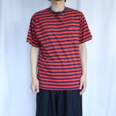 画像2: 90's LANDS' END USA製 ボーダー柄 ポケットTシャツ M (2)