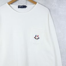 画像1: 90's POLO Ralph Lauren USA製 ロゴ刺繍 鹿の子ロンT XL (1)