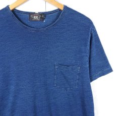 画像1: Ralph Lauren RRL インディゴ ポケットTシャツ L (1)