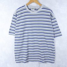 画像1: 90's COUNTY SEAT USA製 マルチボーダー柄 Tシャツ M (1)