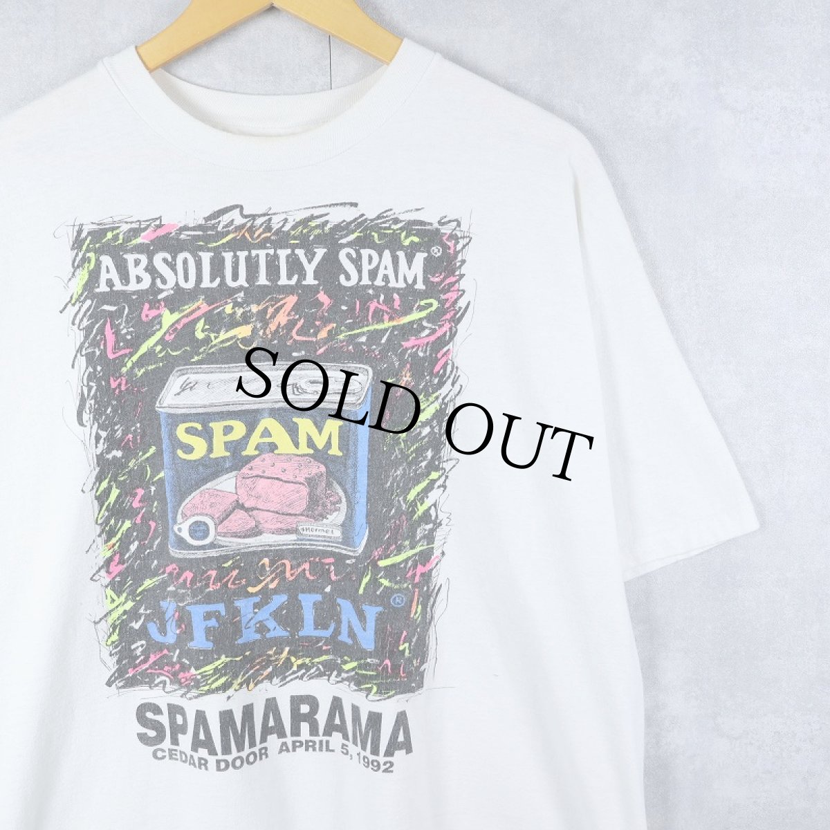 画像1: 90's SPAM USA製 "SPAMARAMA" フェスティバルプリントTシャツ XL (1)