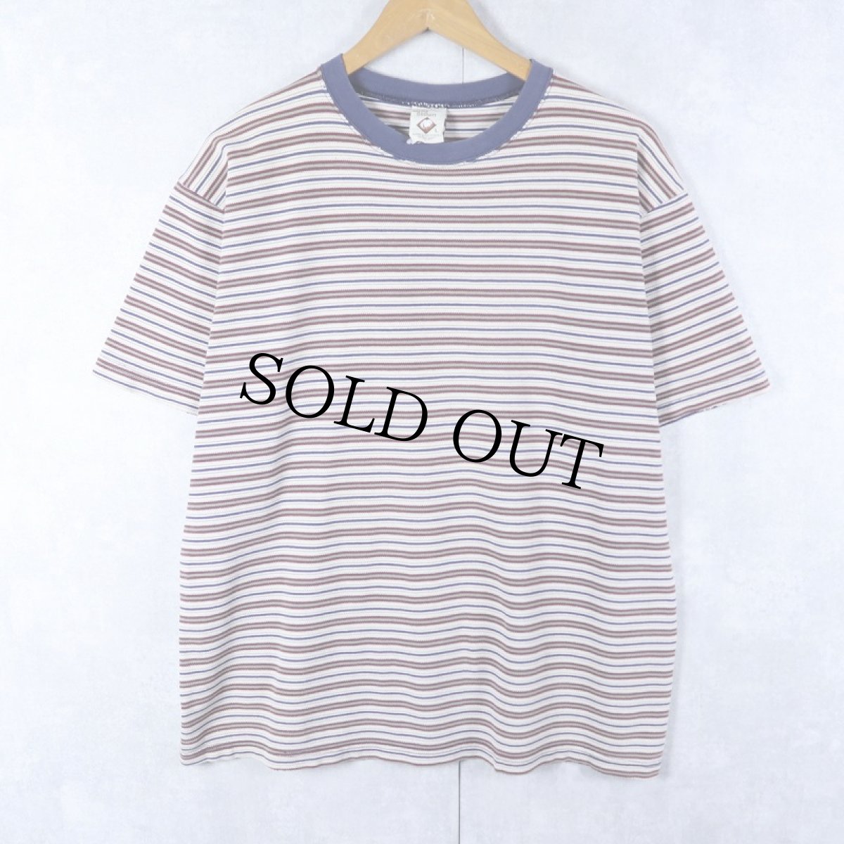 画像1: 90's HOME GROWN USA製 マルチボーダー柄 Tシャツ L (1)