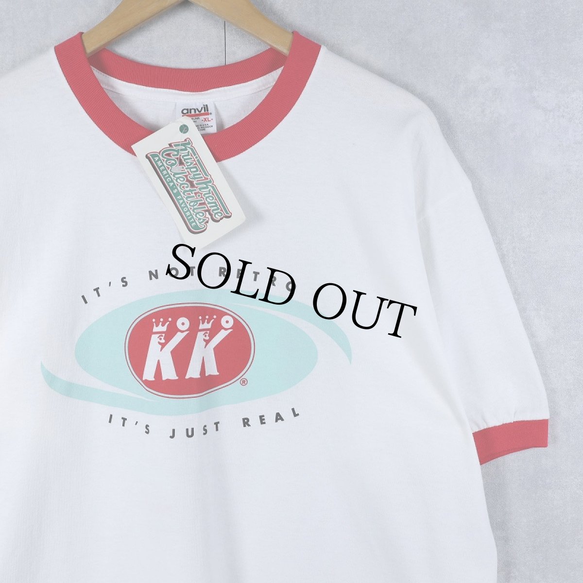 画像2: 90's Krispy Kreme Doughnuts USA製 ドーナツショップ フォトプリントリンガーTシャツ XL タグ付き未使用 (2)