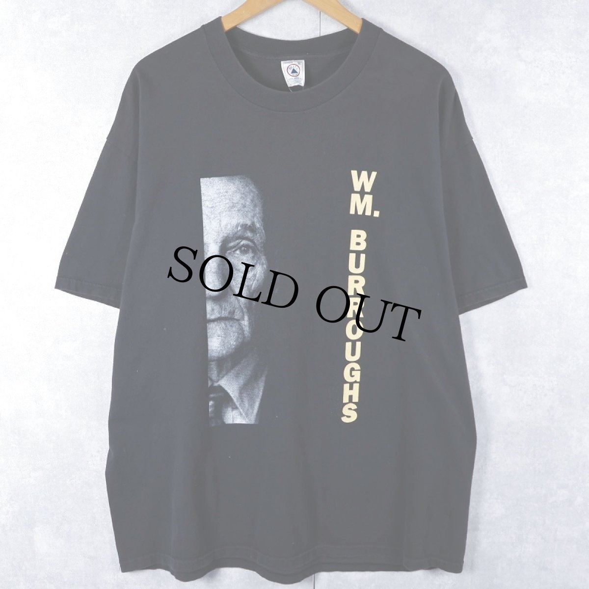 画像1: 90's〜 William S. Burroughs 小説家プリントTシャツ BLACK XL (1)