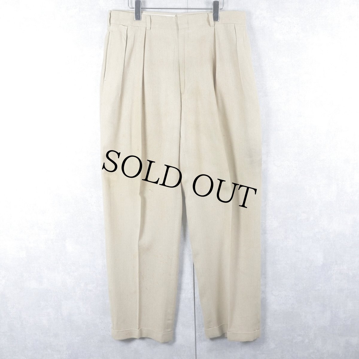 画像3: Ralph Lauren ヘリンボーンツイル 2タック シルクスラックス W34 (3)