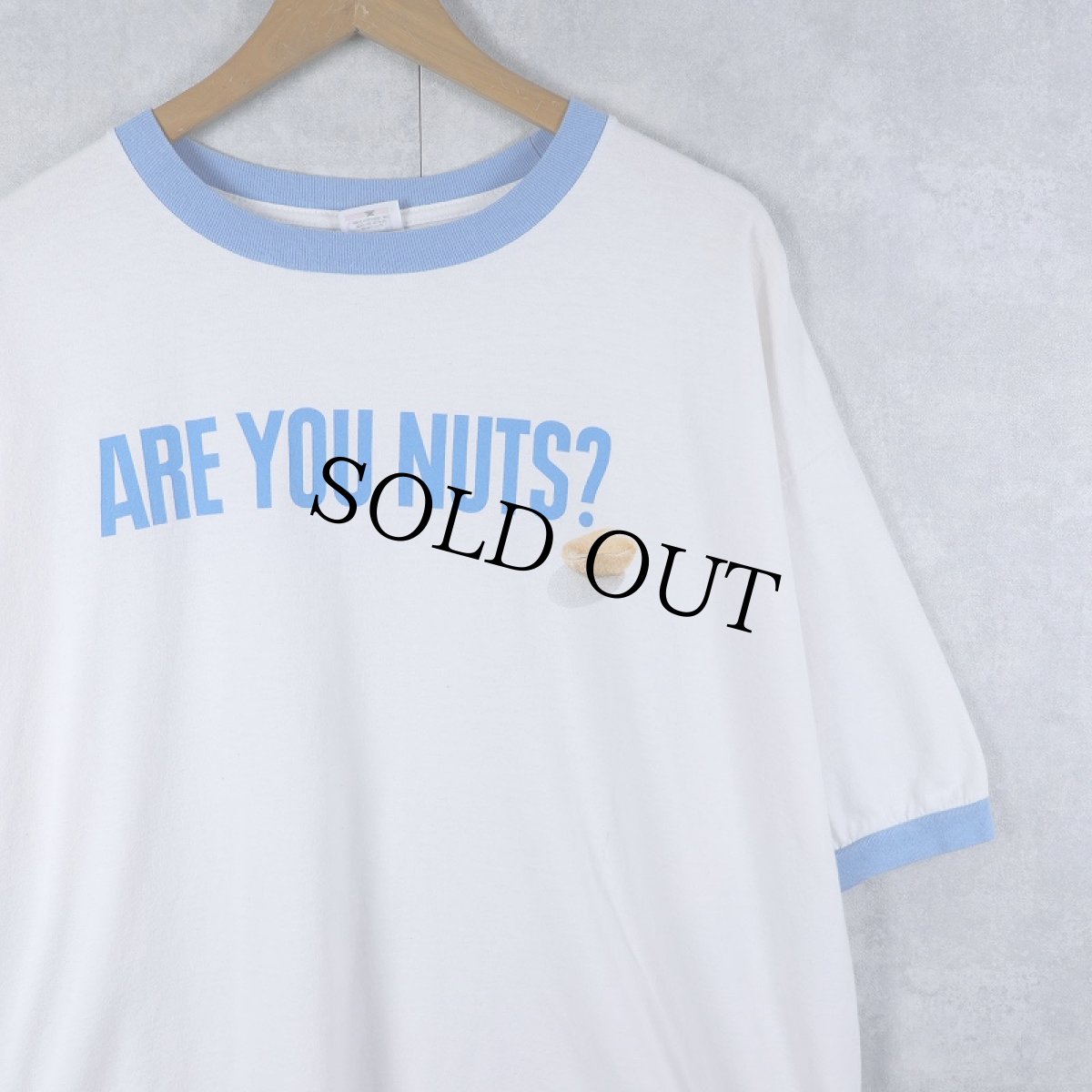 画像1: 90〜2000's "ARE YOU NUTS?" プリントリンガーTシャツ 2X (1)