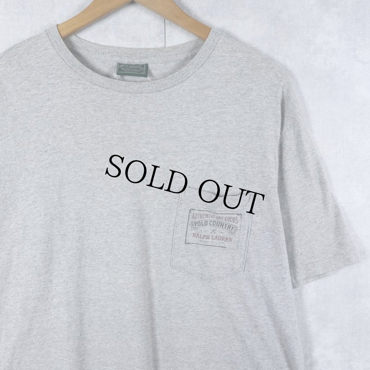 画像1: 80〜90's POLO COUNTRY Ralph Lauren USA製 ロゴプリント ポケットTシャツ M (1)