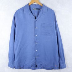 画像1: POLO Ralph Lauren リネンシルク オープンカラーシャツ M (1)