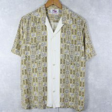 画像1: 50's KAHANAMOKU 総柄 レーヨンアロハシャツ (1)
