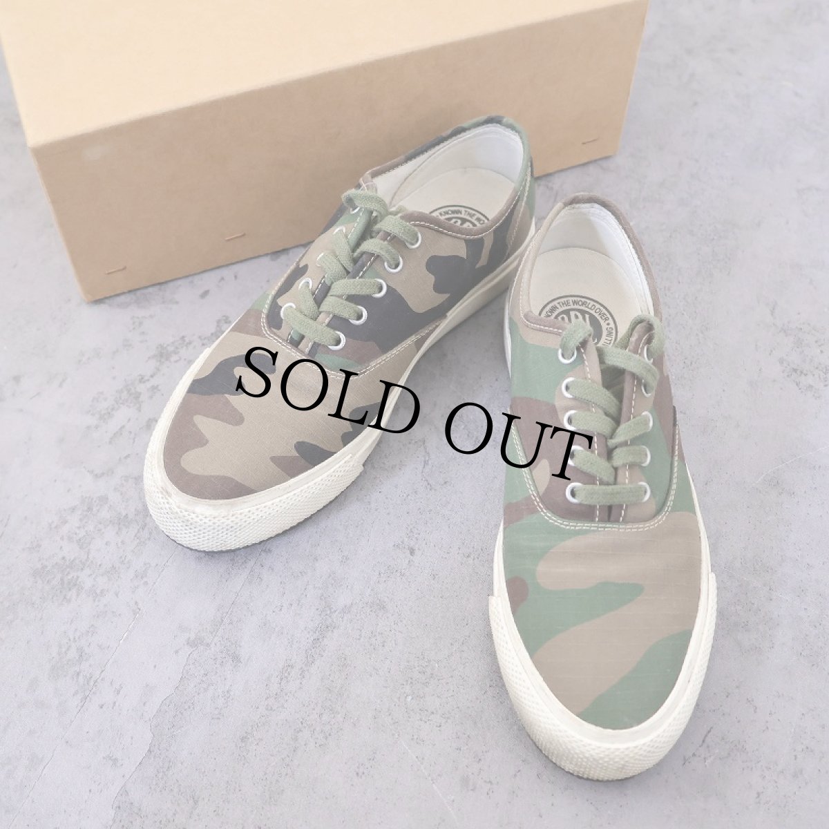 画像1: Ralph Lauren RRL Ron Herman別注 " NEW NORFOLK" ウッドランドカモ柄 スニーカー 26.5cm 箱付き (1)