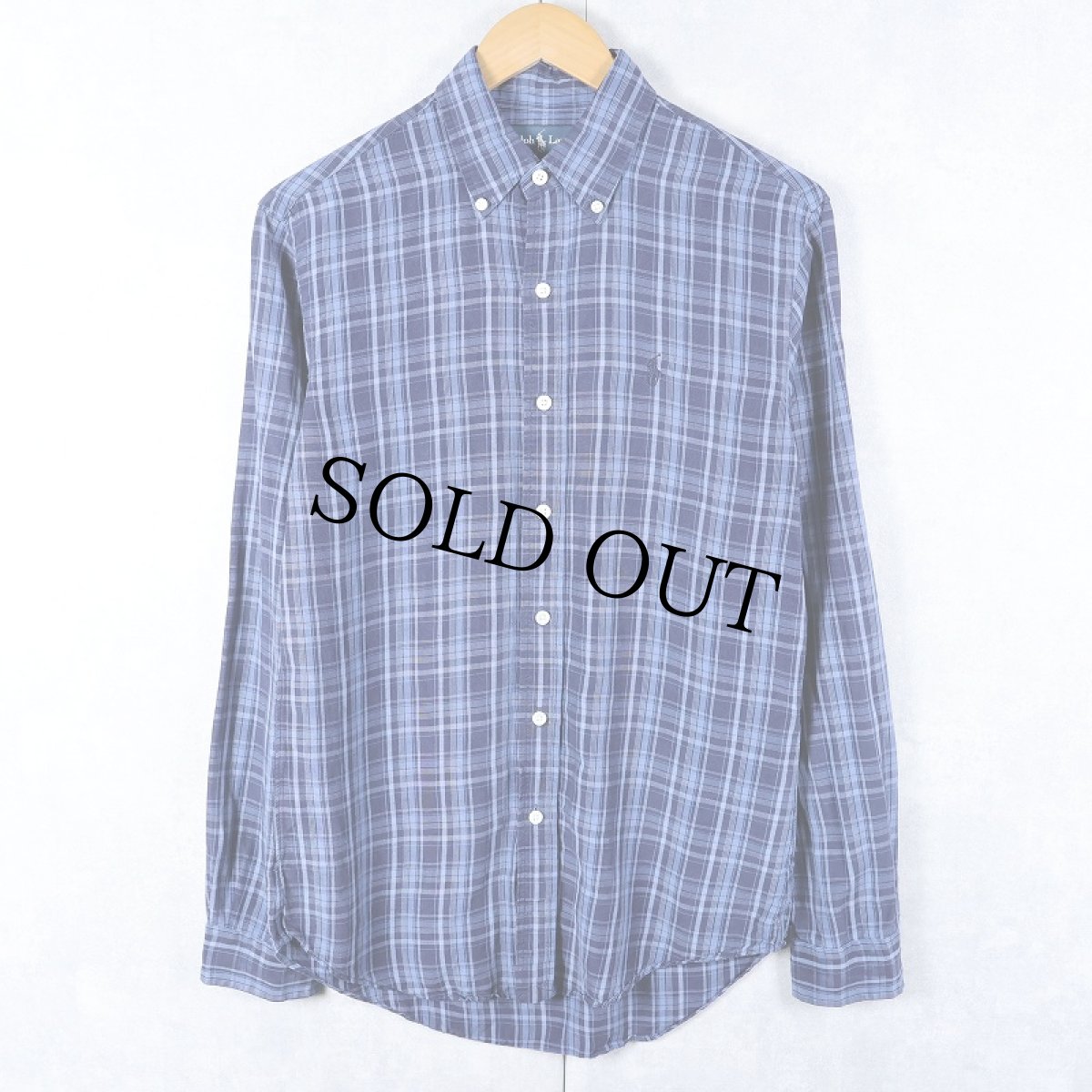 画像1: Ralph Lauren "CUSTOM FIT" チェック柄 シルクリネン ボタンダウンシャツ NAVY S (1)