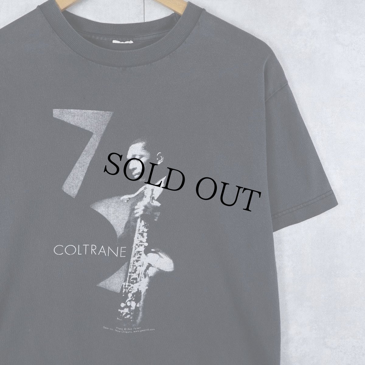 画像1: John Coltrane サックス奏者 プリントTシャツ BLACK  (1)