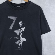 画像1: John Coltrane サックス奏者 プリントTシャツ BLACK  (1)