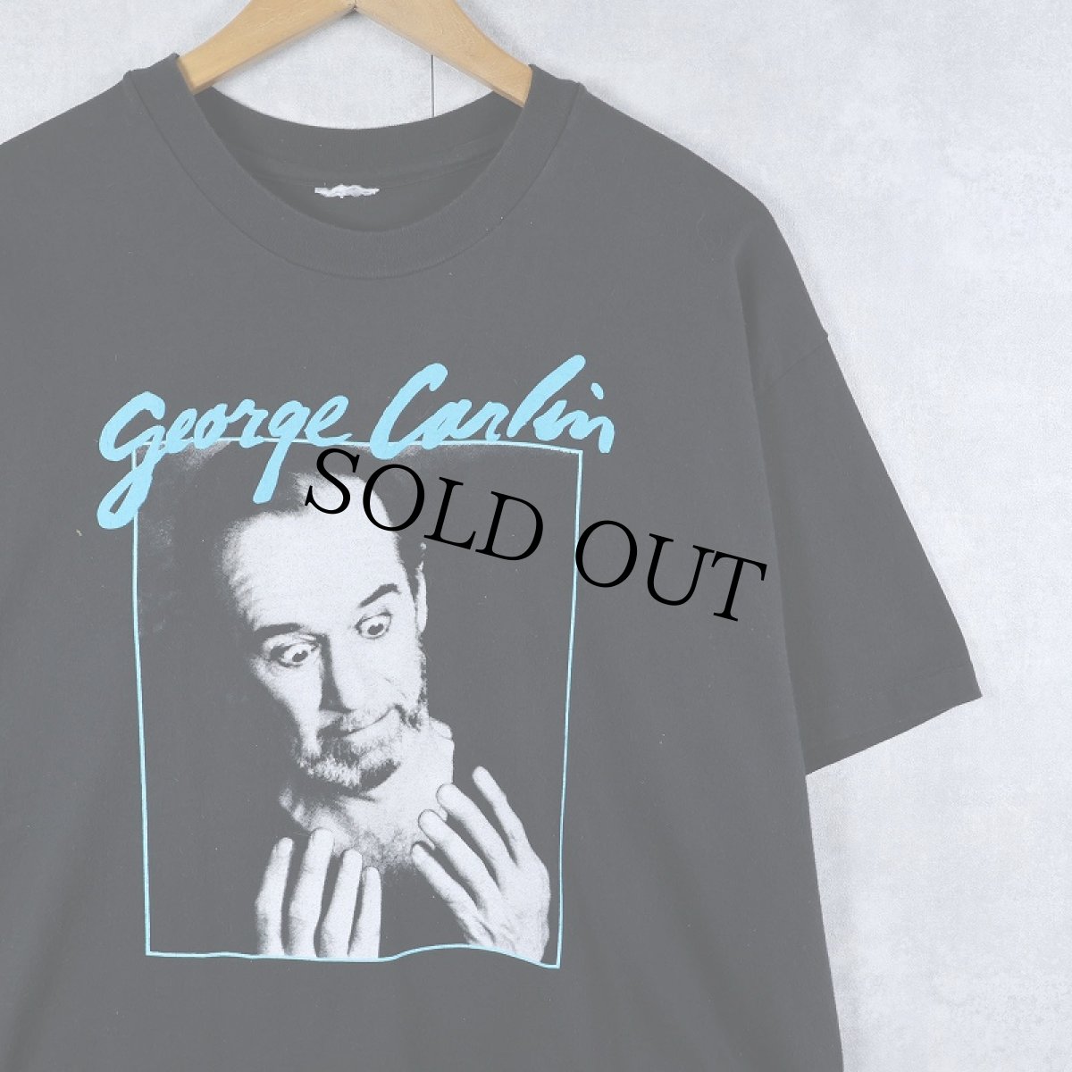 画像1: 90's George Carlin コメディアン フォトプリントTシャツ BLACK  (1)