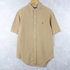 画像1: Ralph Lauren "CLASSIC FIT" リネンシルク ボタンダウンシャツ M (1)