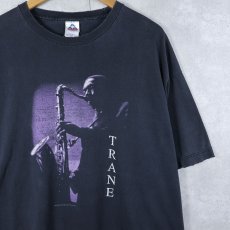 画像1: 90's〜 John Coltrane サックス奏者 プリントTシャツ BLACK 2XL (1)