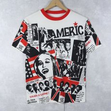 画像1: 〜90's 総柄 プリントリンガーTシャツ (1)