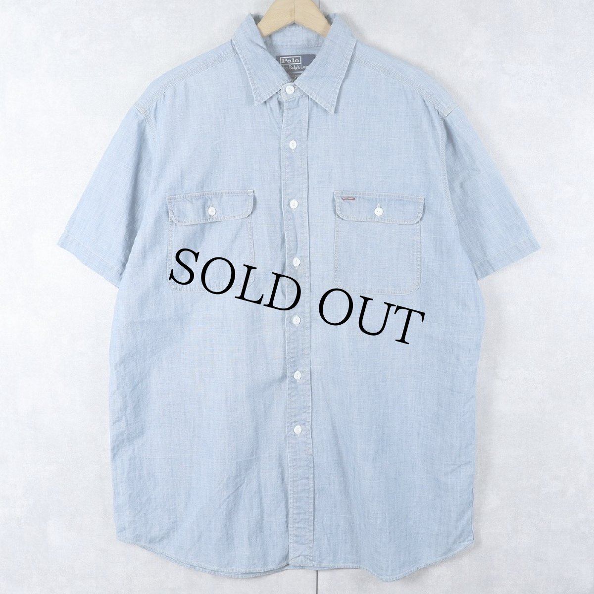 画像1: POLO Ralph Lauren "MATLOCK" 猫目ボタン シャンブレーシャツ L (1)
