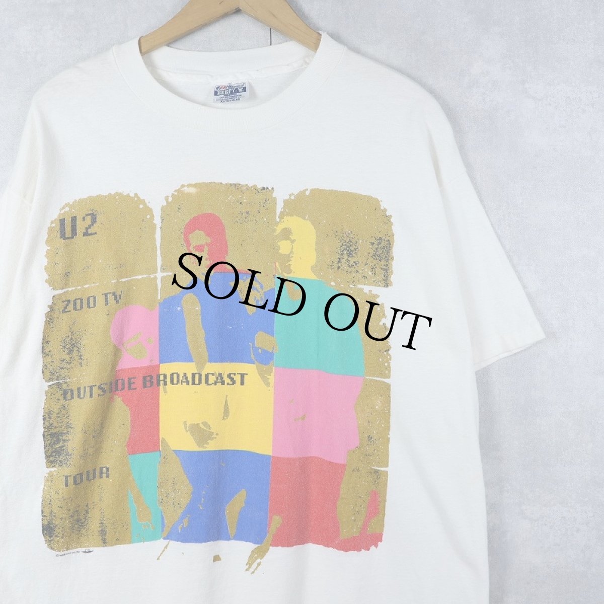 画像1: 90's U2 USA製 "ZOO TV OUTSIDE BROADCAST TOUR" ロックバンドツアーTシャツ XL (1)