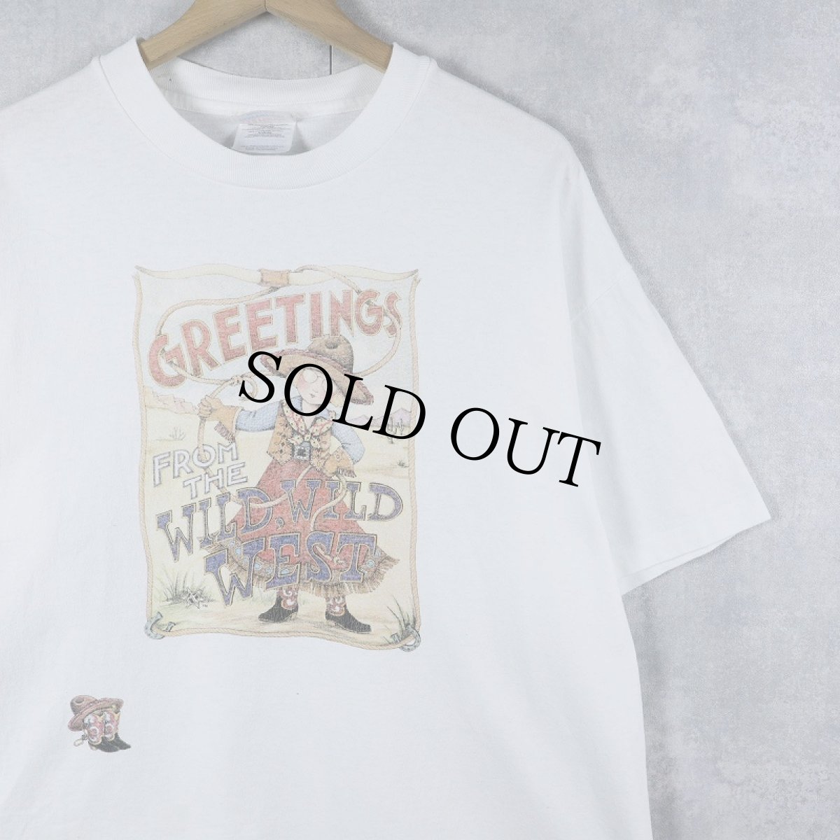 画像1: Mary Engelbreit "Greetings from the Wild Wild West" イラストプリントTシャツ L (1)