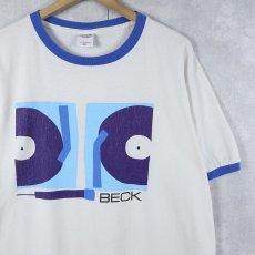 画像1: BECK ミュージシャンプリント リンガーTシャツ L (1)