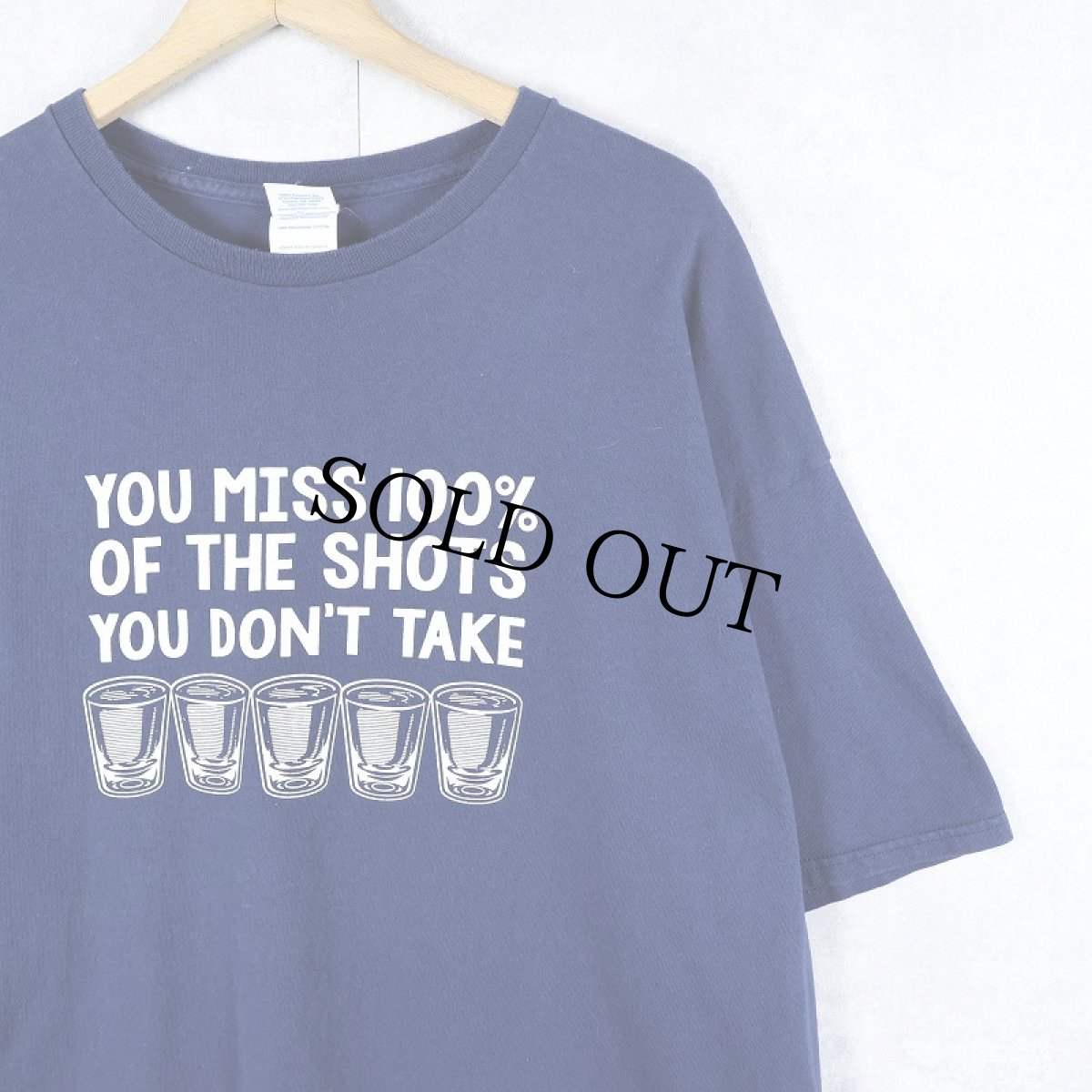 画像1: "YOU MISS 100% OF THE SHOTS YOU DON'T TAKE" ジョークプリントTシャツ NAVY 2XL (1)