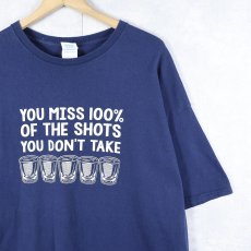 画像1: "YOU MISS 100% OF THE SHOTS YOU DON'T TAKE" ジョークプリントTシャツ NAVY 2XL (1)