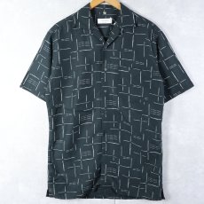 画像1: 総柄 オープンカラーシャツ DARK GREEN S (1)