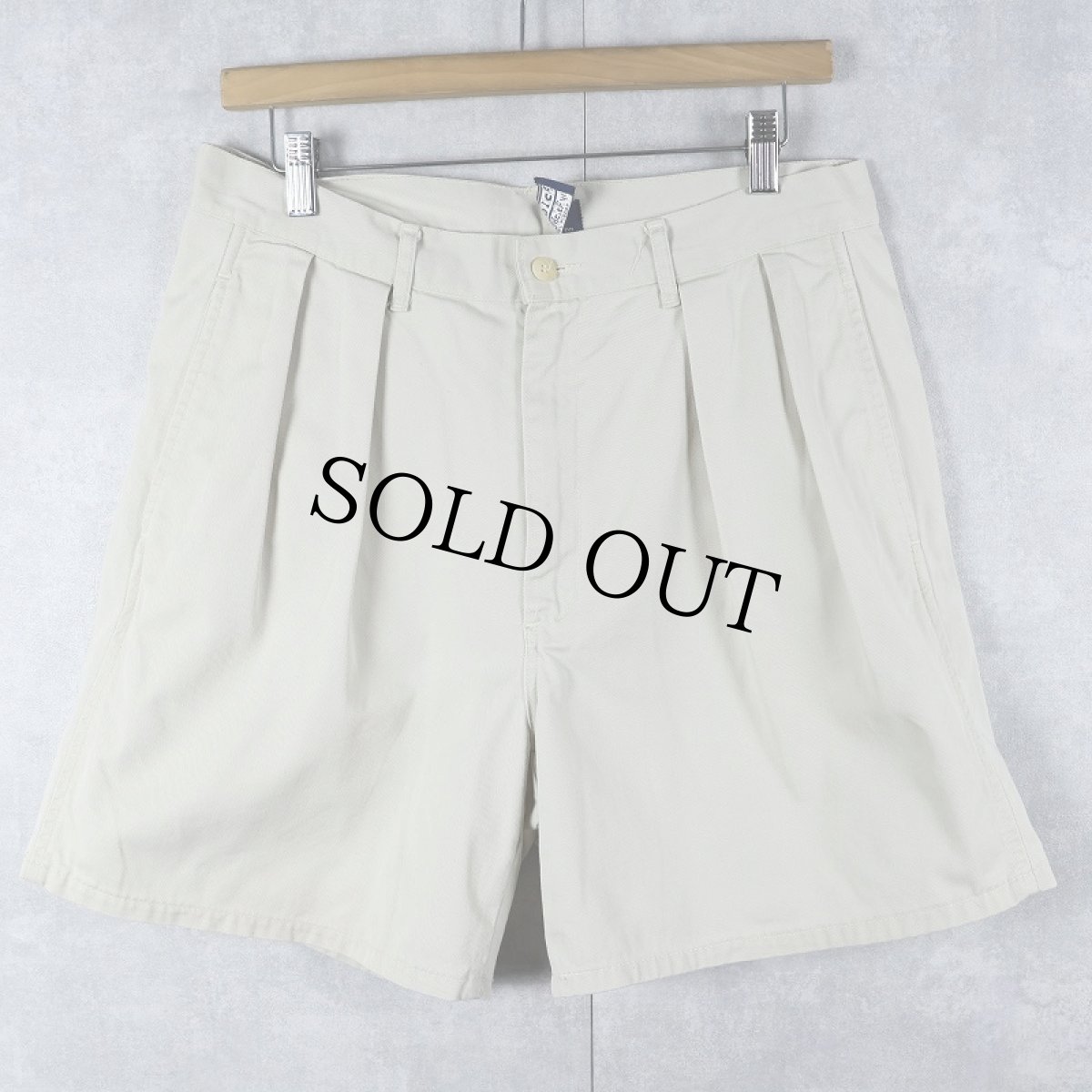 画像1: 90's POLO Ralph Lauren USA製 2タックチノショーツ BEIGE W32 (1)