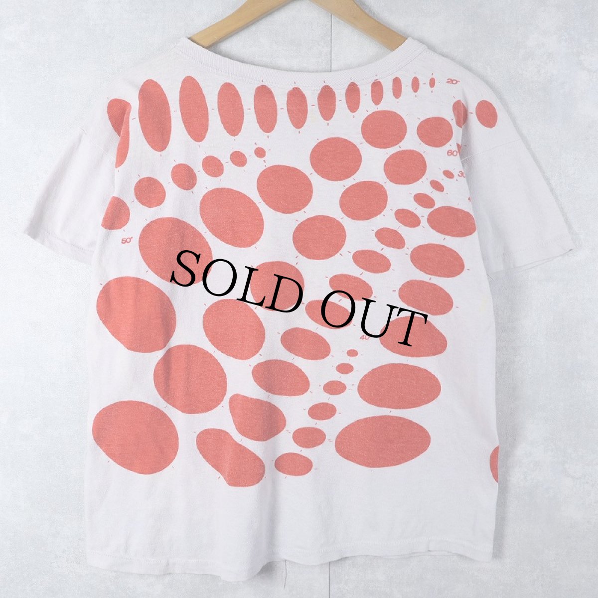 画像2: 〜70's 楕円定規 染み込み 大判プリントTシャツ L (2)
