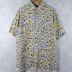 画像1: レモン柄 リネンシャツ XL (1)