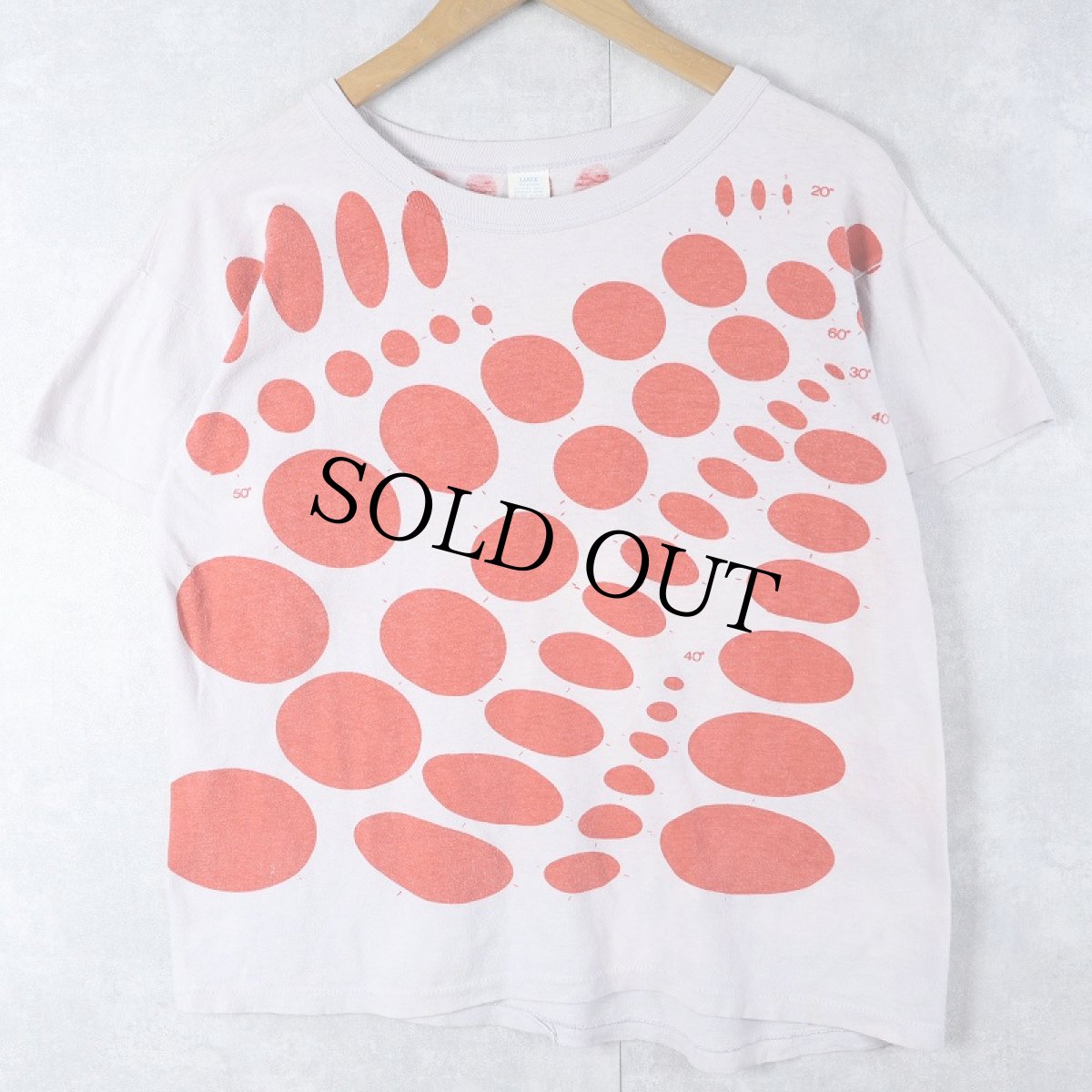 画像1: 〜70's 楕円定規 染み込み 大判プリントTシャツ L (1)
