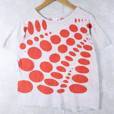 画像1: 〜70's 楕円定規 染み込み 大判プリントTシャツ L (1)
