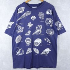 画像1: 90's MICHIGAN RAG CO. USA製 シェル柄 プリントTシャツ NAVY  (1)
