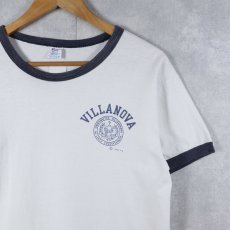 画像1: 80's Champion トリコタグ USA製 "VILLANOVA" プリントリンガーTシャツ L (1)