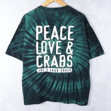 画像2: 90's JOE'S CRAB SHACK USA製 "PEACE LOVE & CRABS" タイダイ レストランプリントTシャツ XL (2)