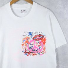 画像1: 80's USA製 ピースマーク 発砲プリントTシャツ L (1)