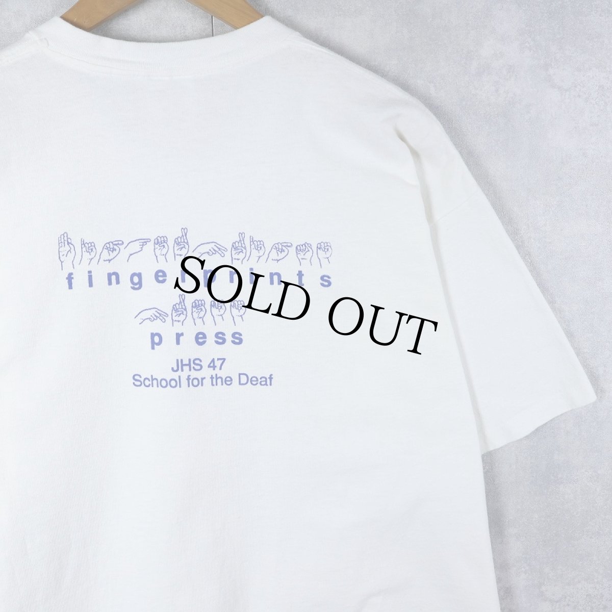 画像2: 90's USA製 "fingerprints press" 手話プリントTシャツ XL (2)