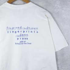 画像2: 90's USA製 "fingerprints press" 手話プリントTシャツ XL (2)