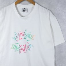 画像1: 90's USA製 "fingerprints press" 手話プリントTシャツ XL (1)