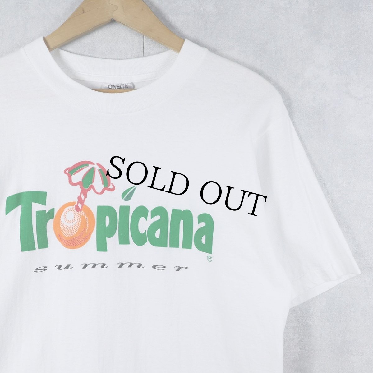 画像1: 90's Tropicana USA製 飲料メーカー ロゴプリントTシャツ L (1)