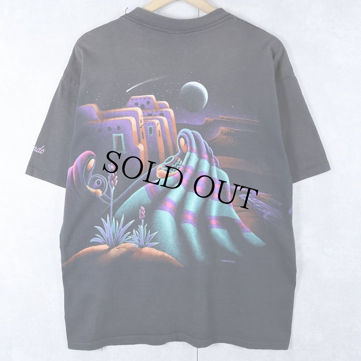 画像2: 90's HABITAT XCIV USA製 "Colorado" アートプリントTシャツ BLACK L (2)