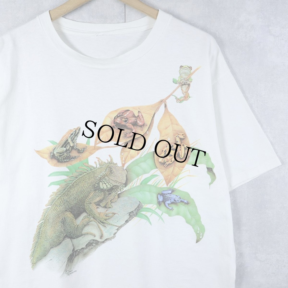 画像1: 90's KONDA-MAZZOTTA カエルプリントTシャツ (1)