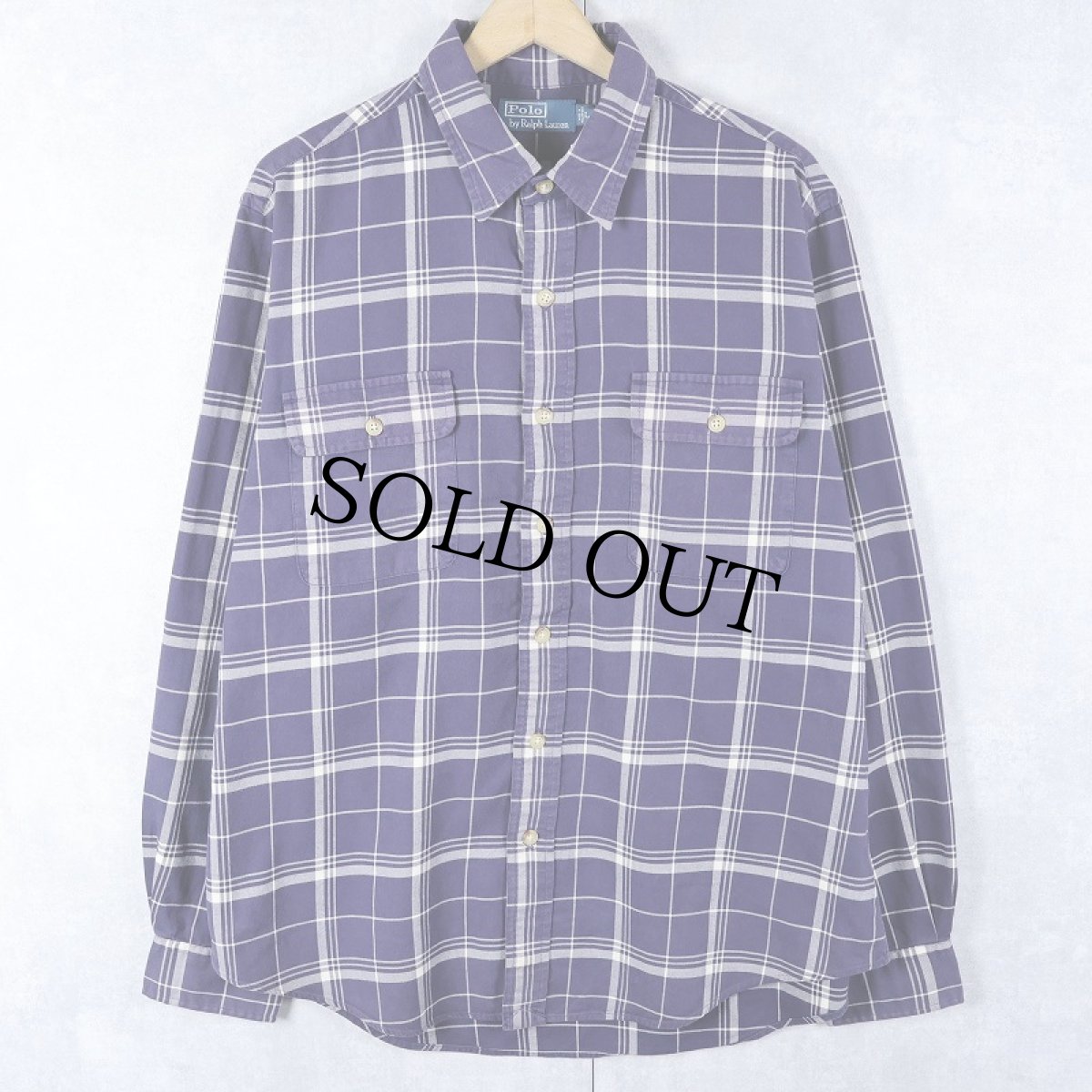 画像1: POLO Ralph Lauren チェック柄 コットンシャツ NAVY L (1)